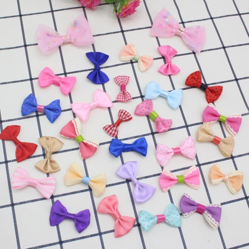Satin Ribbon Bow with Thread for DIY Hair Accessories, Clothing, Shoes, Hats and Crafts - Multicolour