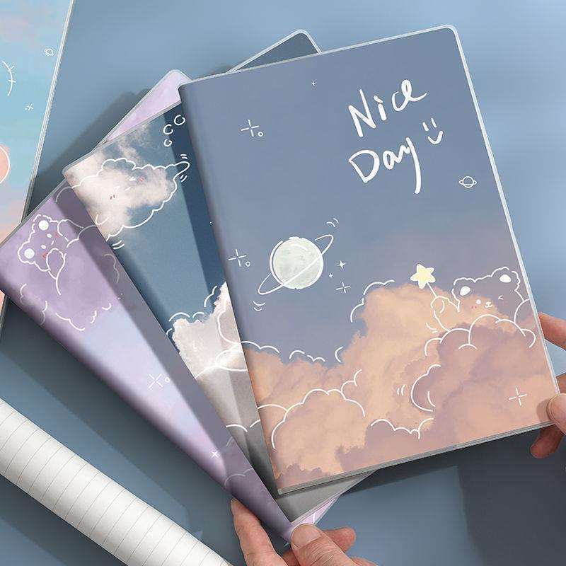 Notebook thick B5 cute high appearance value for middle and high school students, extra thick soft cover notebook with plastic cover