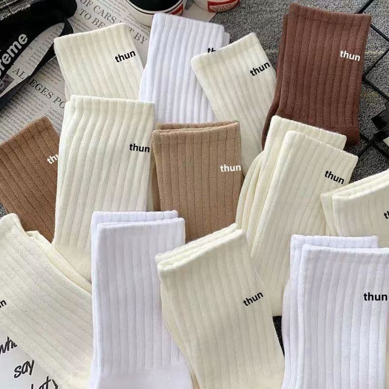 Women's Seamless Letter Mid-Calf Socks with Shark leggings, Autumn/Winter Warm Anti-Odor Sport Stacking Socks