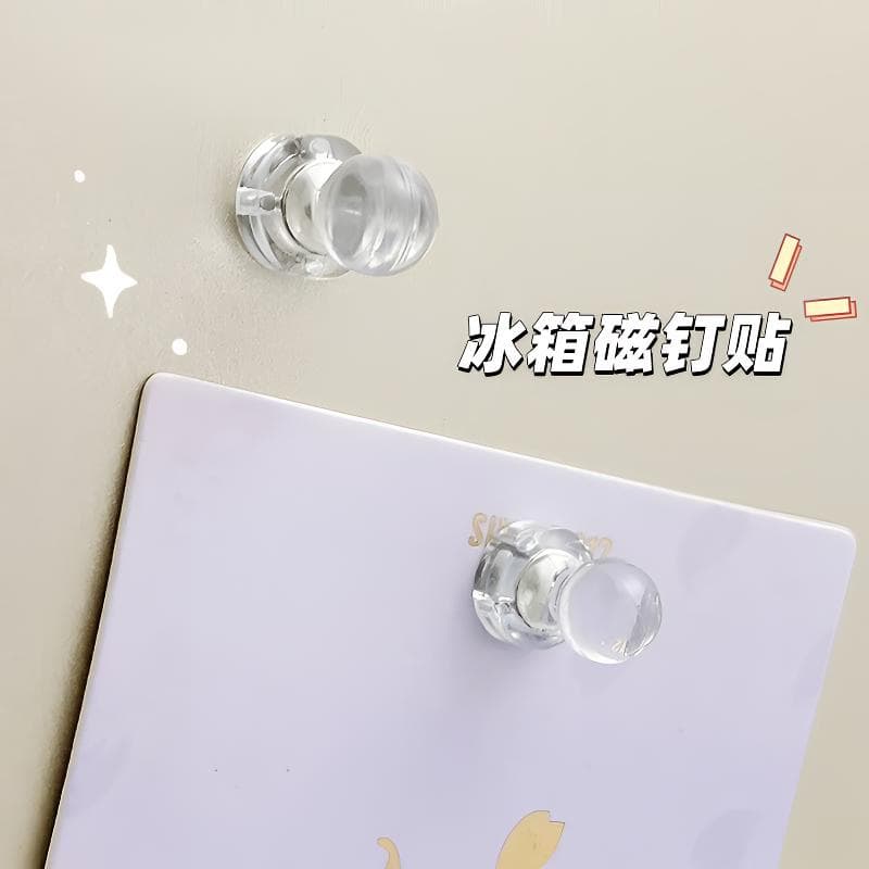 Small Transparent Fridge Magnet Pins - Decorative Photo Magnets for Notes and Memos
