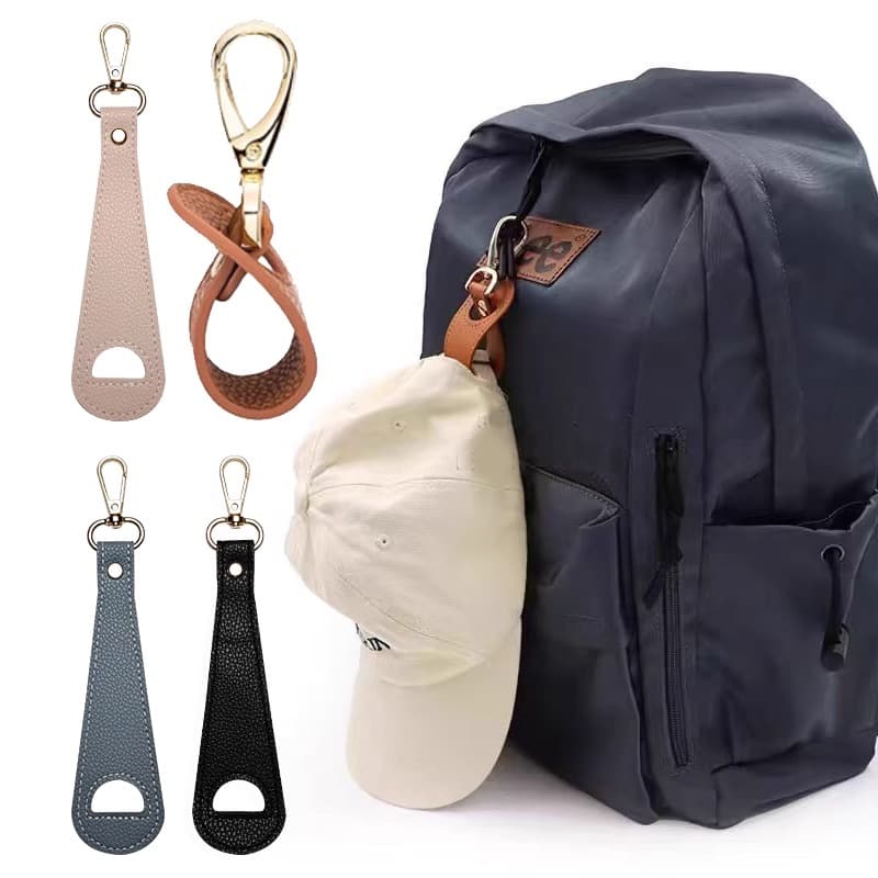 Outdoor Travel Hat Clip with Silk Scarf Buckle PU Leather Handbag Hat Clip Glove Clip Summer Sun Hat Storage Clip