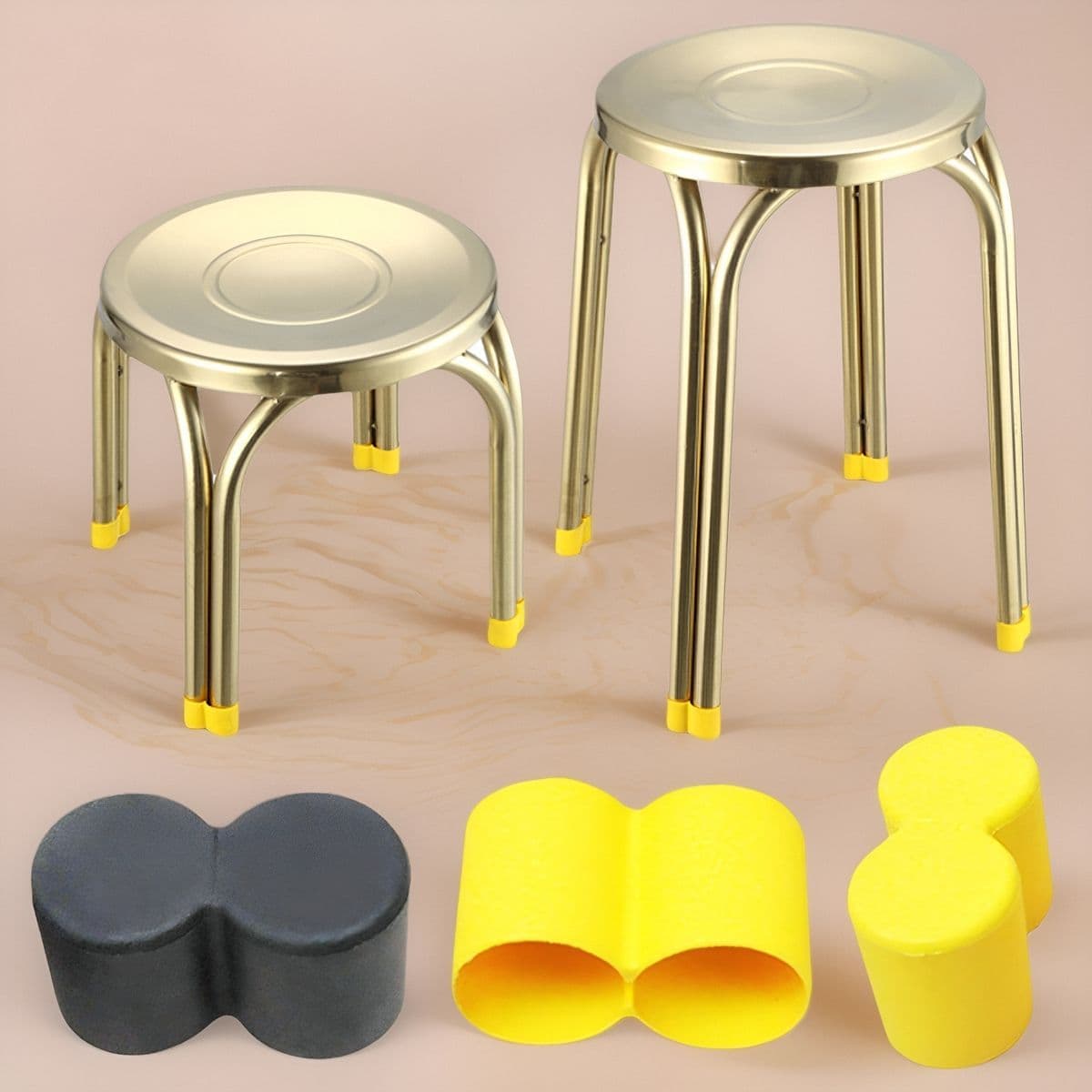 Bench Dual-Tube Leg Caps with Soft Rubber and Hard Plastic, Furniture Protectors, Wear-Resistant, Noise-Reducing Feet Pads
