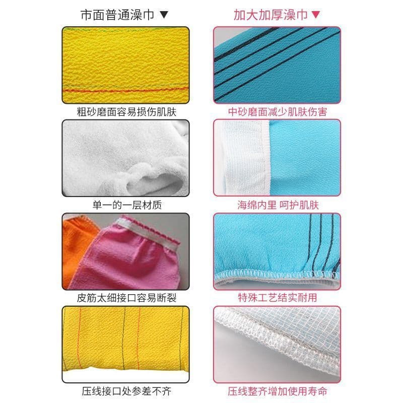 Granny-style exfoliating bath mitt, heavy-duty, for adults, men and women, removes dirt and grime, thick