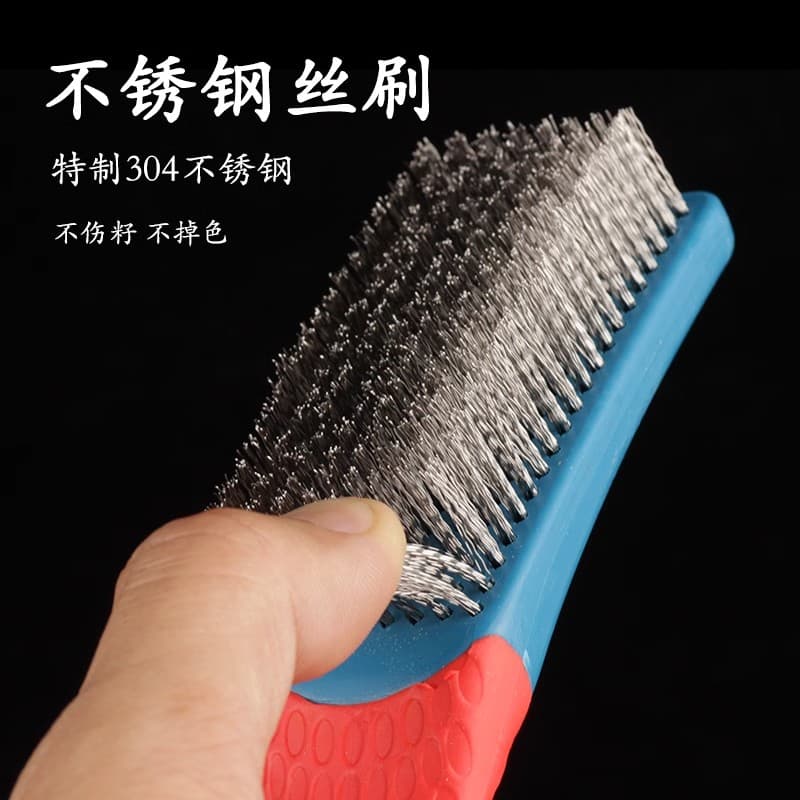 Stainless Steel and Brass Wire Brush with Wooden Handle for Polishing, Descaling and Cleaning
