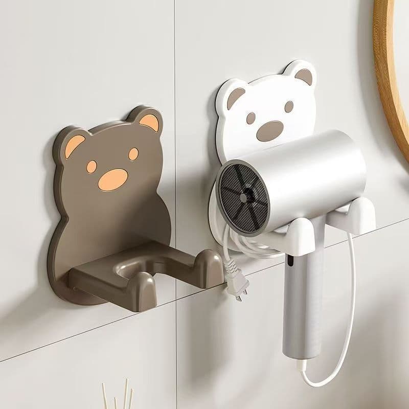 Bear Hair Dryer Holder – No-Drilling Wall-Mounted Bathroom Organiser