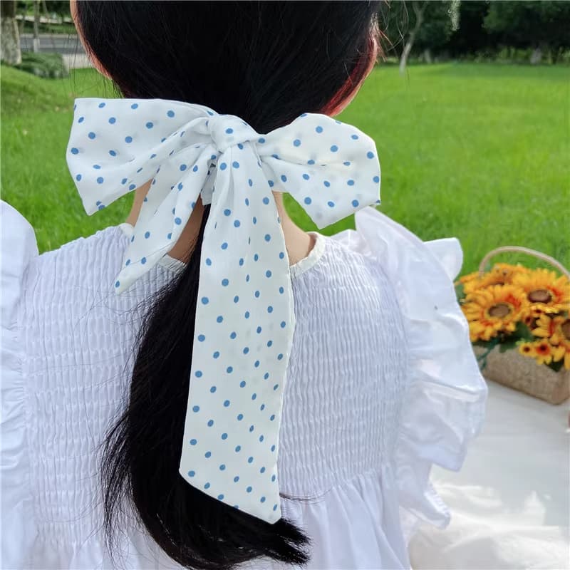 Vintage French-style silk scarf, versatile long thin scarf, hair band, hair wrap, neck tie