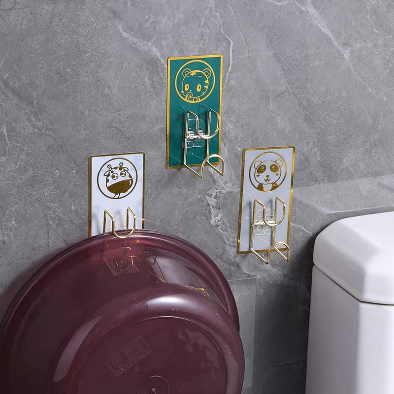 Bathroom Storage Rack, No-Drill Wall Mounted Basin Hook, Kitchen Wall Strong Adhesive Hook