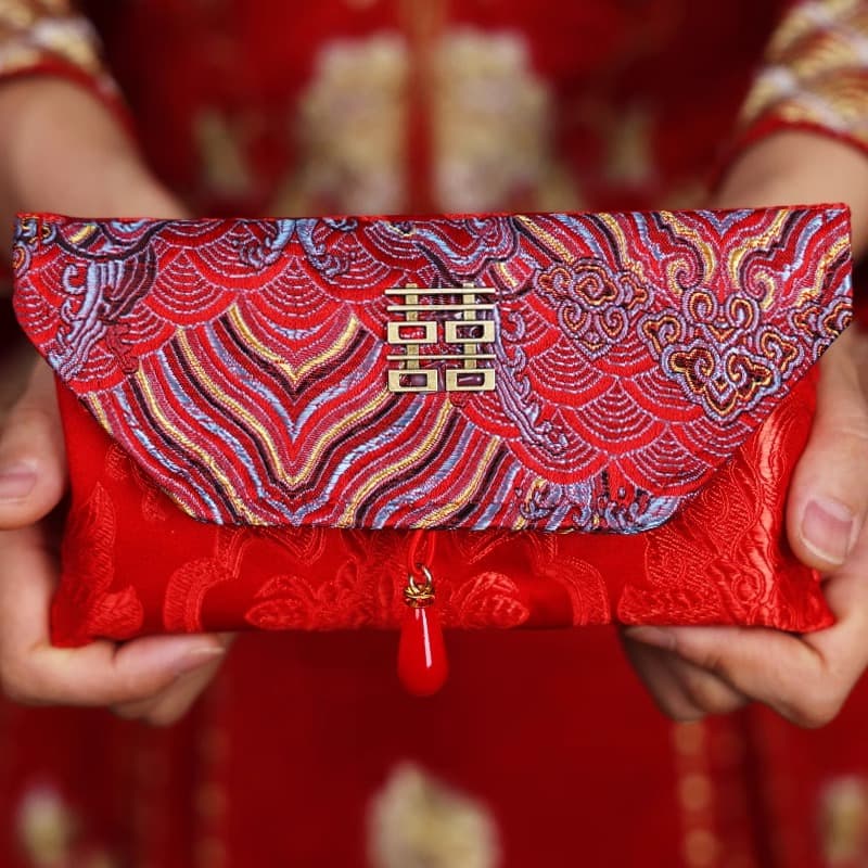 Red Envelope for Weddings 2025 New Style, Parent Address Change Fee, Pair of Large High-End Fabric Envelopes