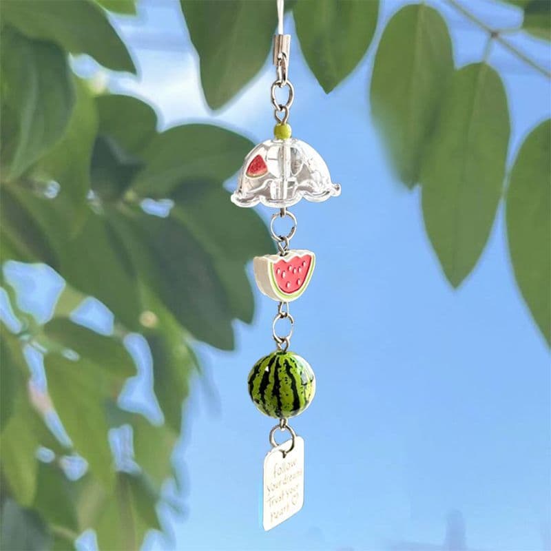 Summer watermelon wind chime phone charm keychain, high appearance bag charm, phone pen bag ornament, gift for female friend