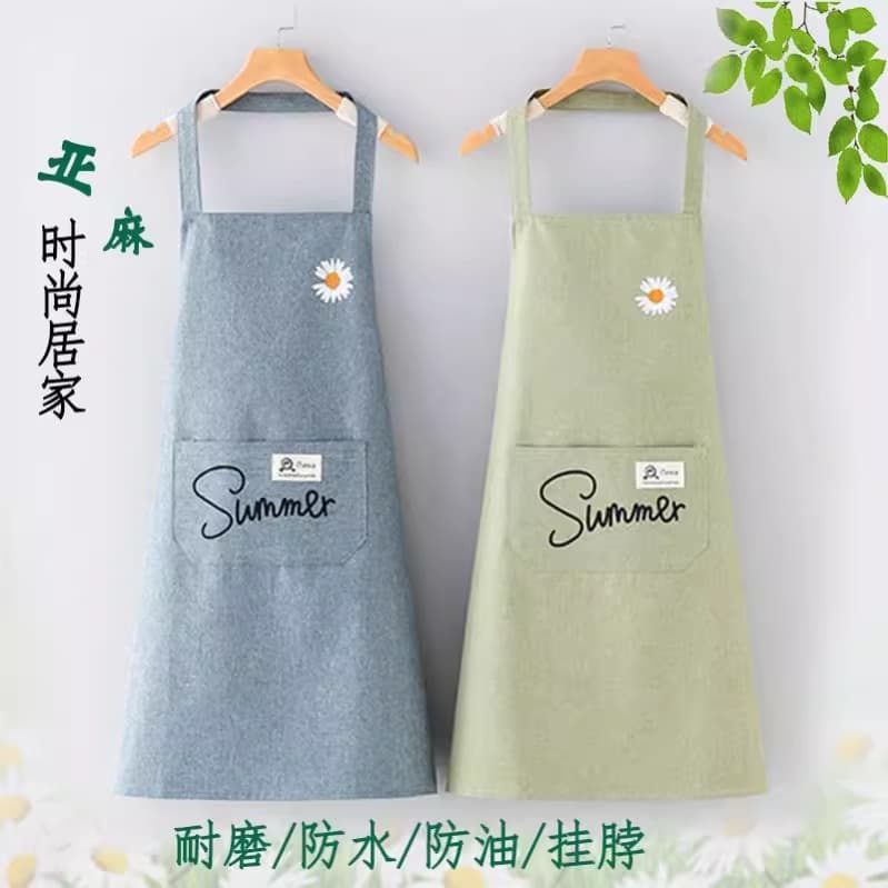 Waterproof Apron for Women – Spring New Arrival, Kitchen Home Cooking Workwear, Restaurant, Durable, Stain-Resistant, Cotton Linen