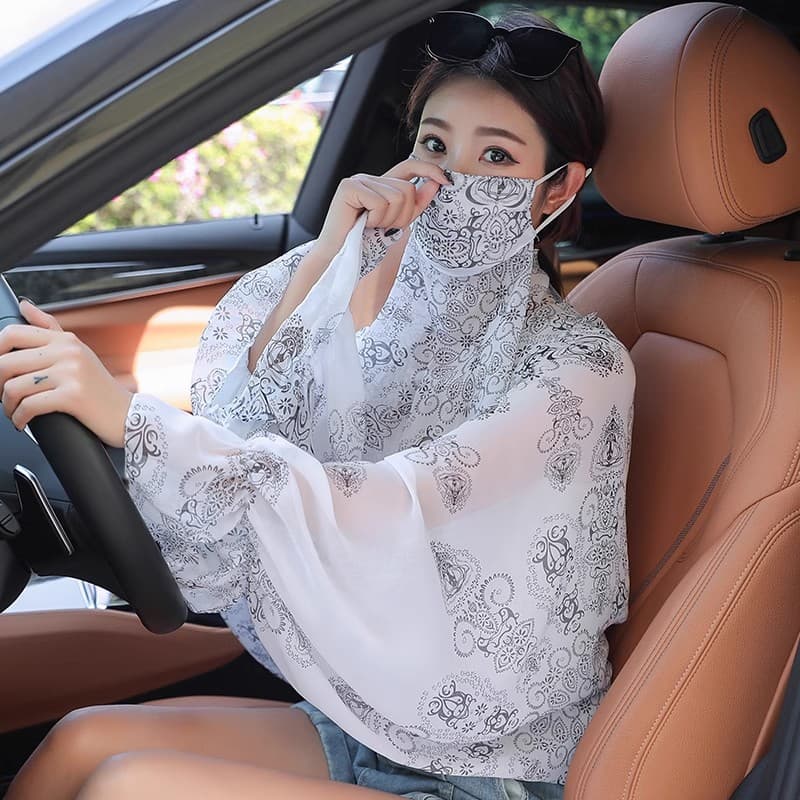 Thin summer sun protection shawl set for driving and cycling - cape