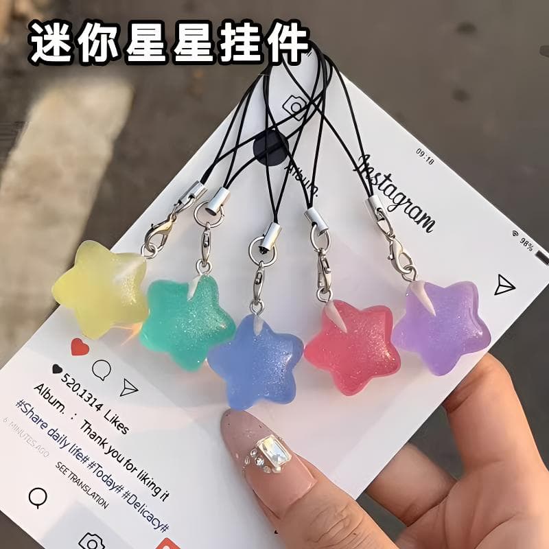 Mini Star Charm Cute Jelly Sparkle Chunky Five-Point Star Decoration Premium Bag Charm