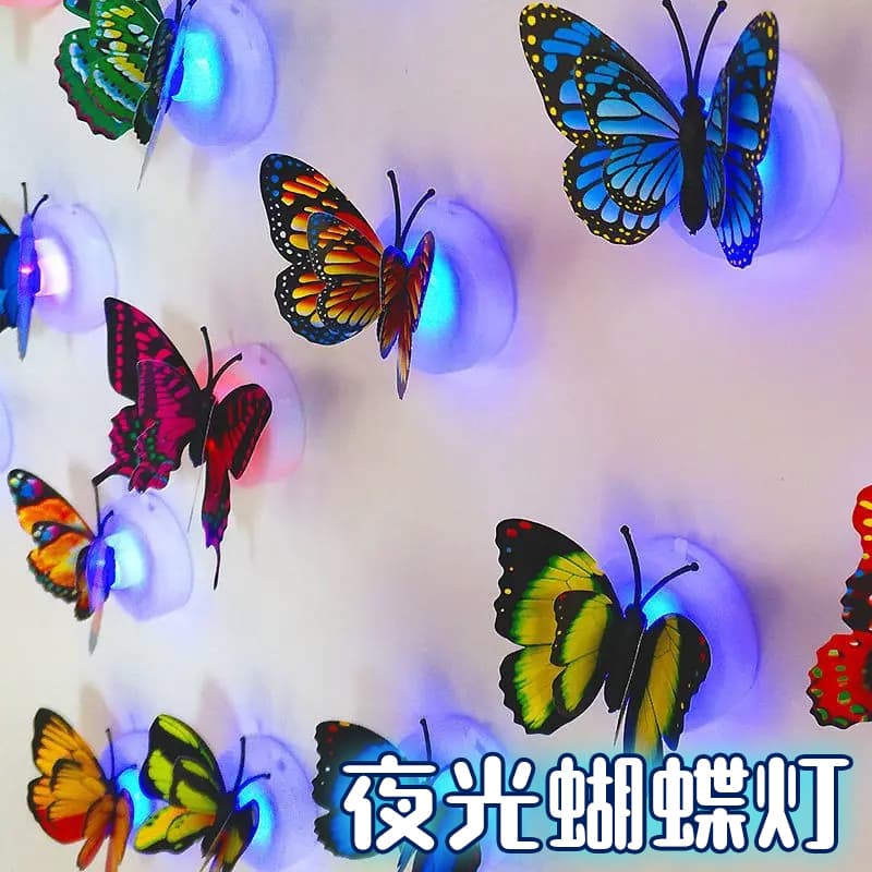 Glow-in-the-Dark Butterfly Wall Stickers for Bedroom and Living Room, LED Light-Up, Self-Adhesive, Romantic Christmas Decoration