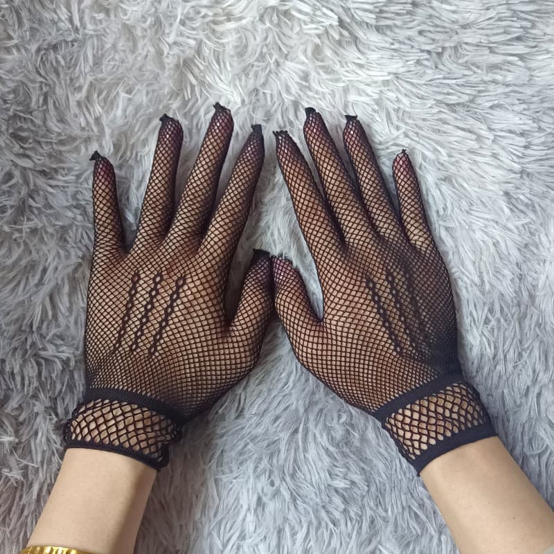 Sexy Lace Gloves Hollow Out Ultra-Thin Mesh Gloves Bride Wedding Photo High Elasticity Breathable Etiquette Gloves