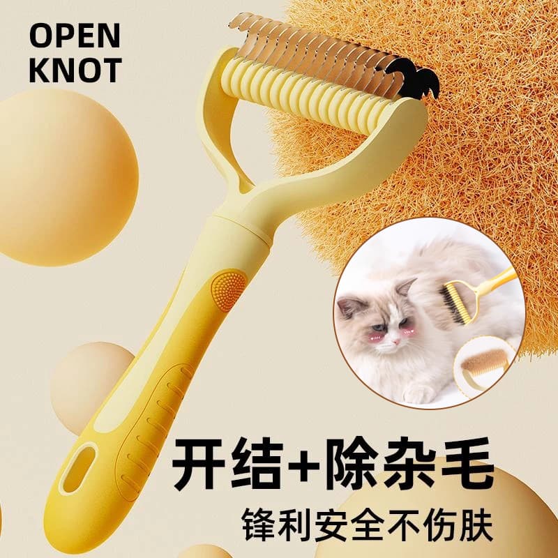 Pet Brush for Dogs and Cats - De-matting Comb for Teddy, Golden Retriever, Long-haired Cats, Floating Hair Remover, Thinning Brush