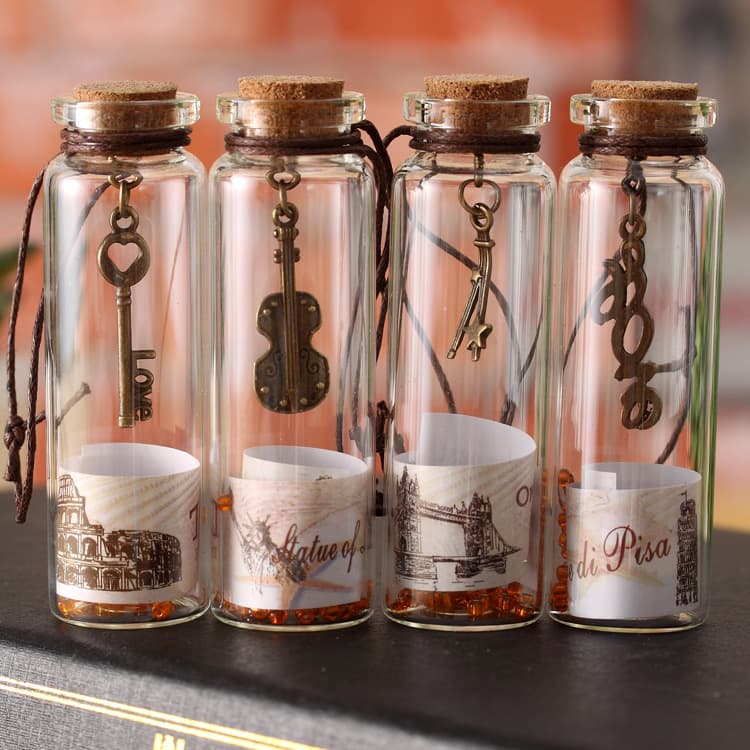 Lucky Bottle Small Glass Cork Floating Bottle Creative Home Decor Eiffel Tower Star Bottle Gift