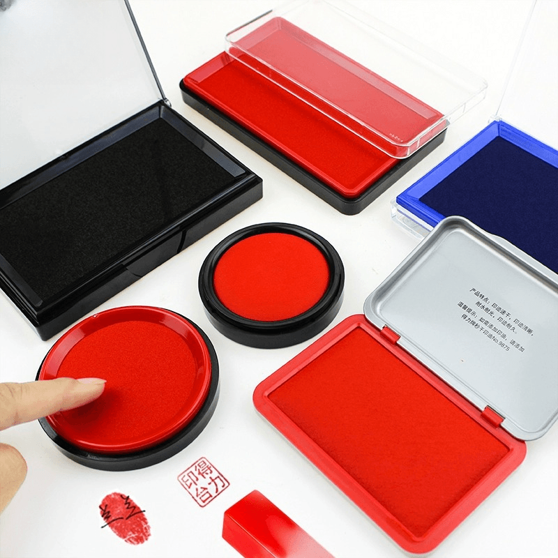 Red oil-based ink pad, large quick-dry stamp pad for accounting and finance