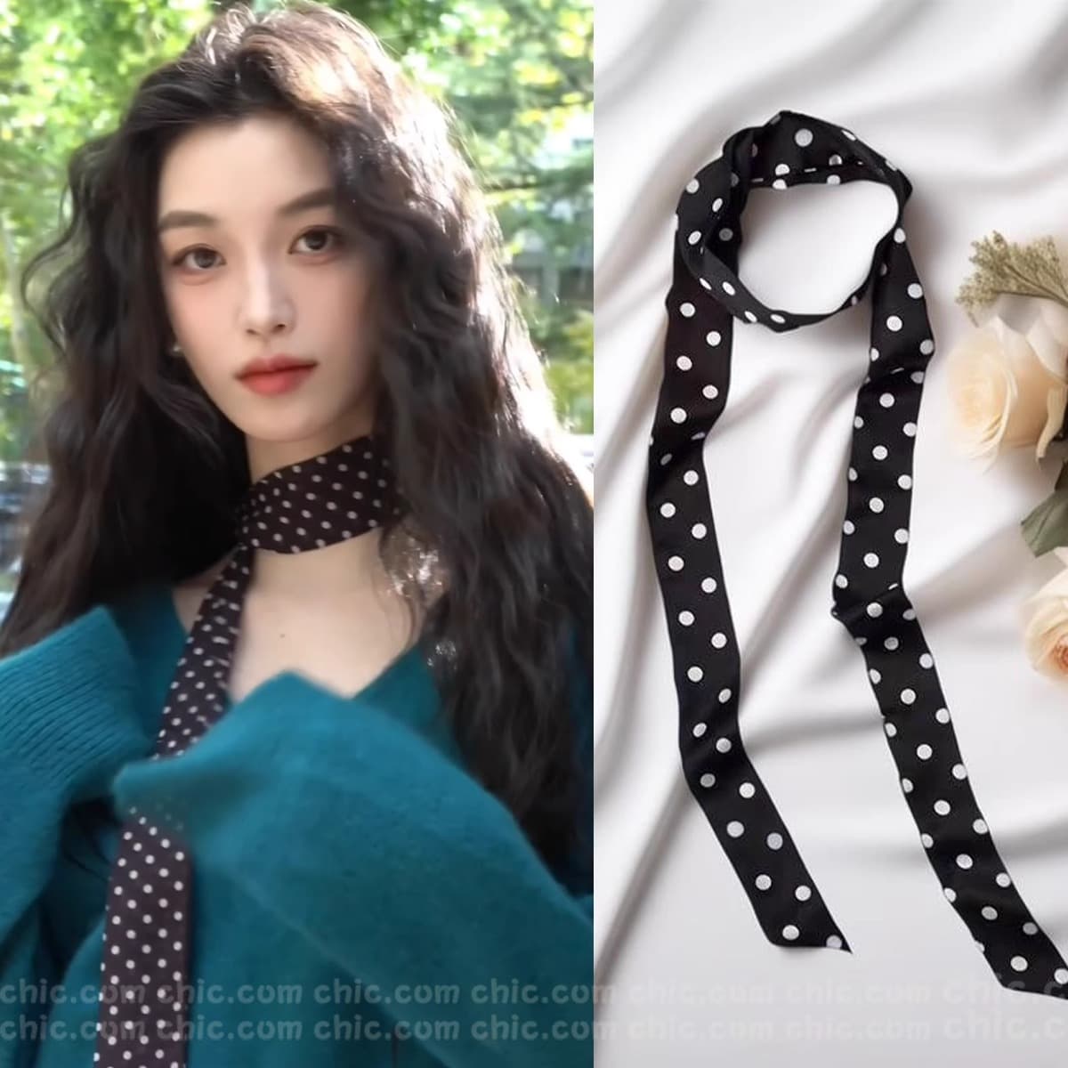 Printed Slim Narrow Silk Scarf for Women, Korean Style Small Neck Scarf, Multi-use Bandana Belt Wrap Scarf