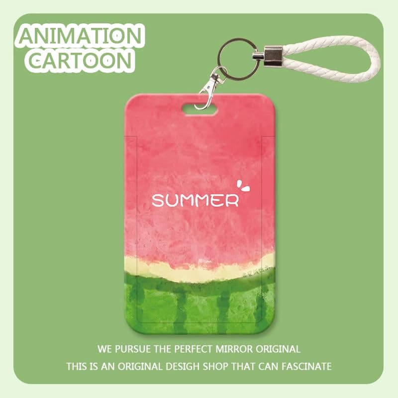 Summer Watermelon Creative Student Campus Card, Meal Card, Bus Card (Yangchengtong), Access Card, Work Badge Protective Case with Lanyard
