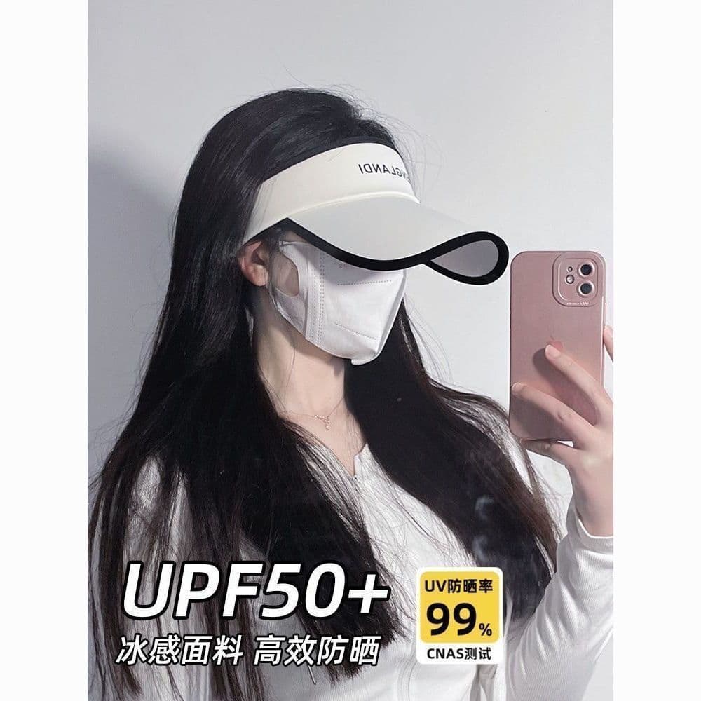 Sun Protection Hat with Face Cover, UV Protection, Summer Sports, Visible Face, Running, Hollow Top, Duckbill Visor, Sun Hat