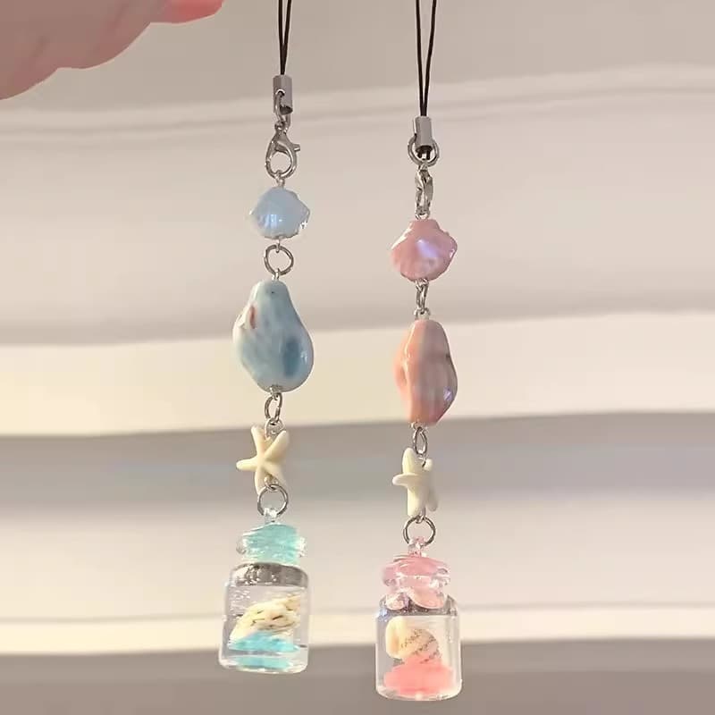 Ocean Drift Bottle Phone Charm, Camera Strap, Simple and Versatile, Cute Gift for Friends, Keychain, Bag Charm, Wishing Bottle Decoration