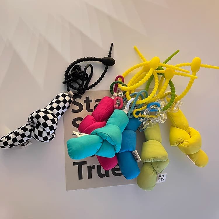 Coloured Twist-Clasp Keyring, Candy-Coloured, Cute Soft Twist Clasp Charm, Blue and Green Bag Charm