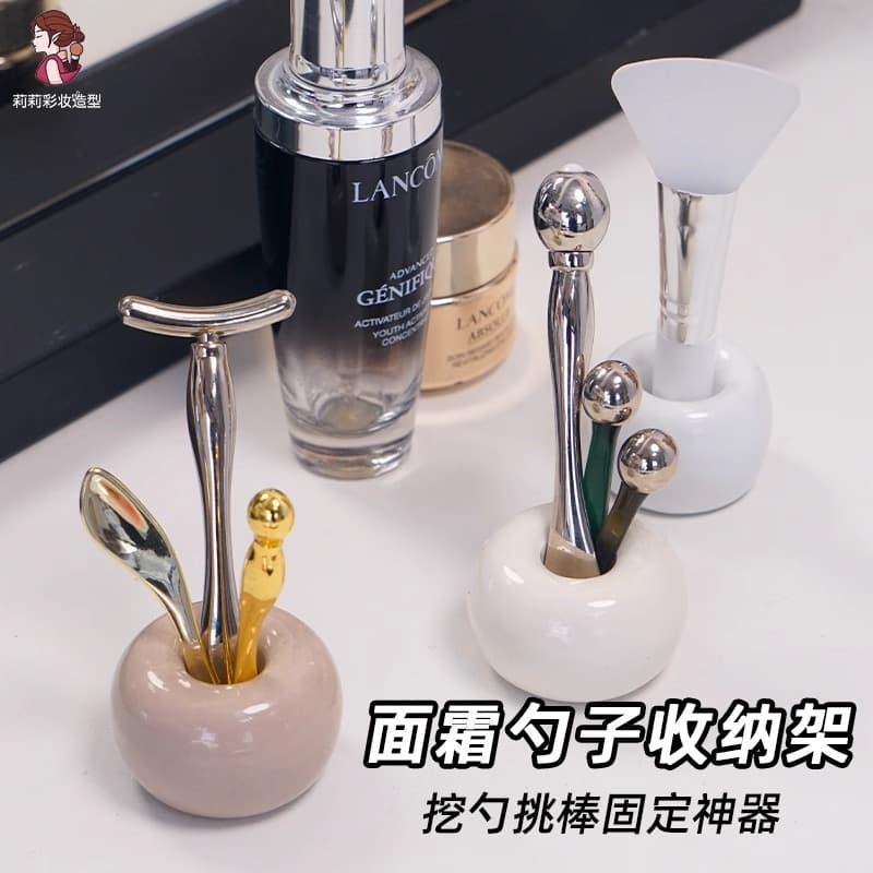 Ceramic toothbrush holder, cream scoop spoon, storage box, glass mirror cabinet, transparent storage, porcelain holder, Nordic home