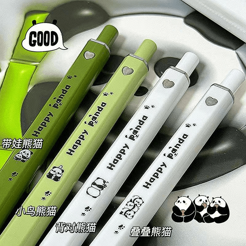 Panda Square Pen - Ins Style, Cute, Simple, 0.5mm Black Retractable Gel Pen for Students