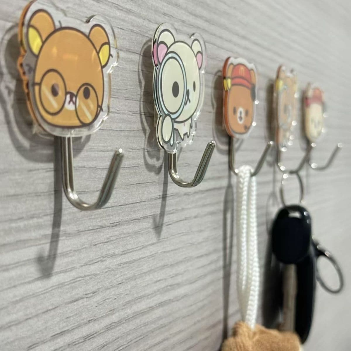 Rilakkuma Cute Acrylic Hook, No-Drill Adhesive Wall Hooks for Dormitory, Kitchen, and Bathroom