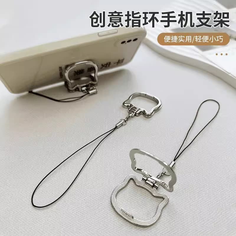 Creative Cat Phone Stand Strap Multi-Functional Metal Desktop Portable Holder
