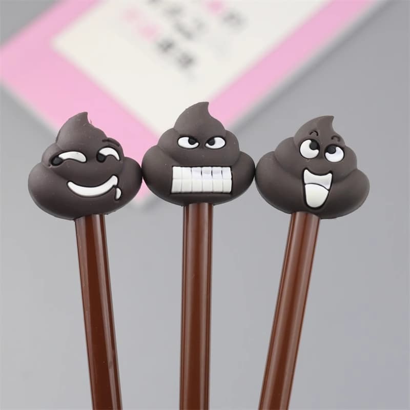 Creative Prank Poop Ballpoint Pen with Engraving, Cartoon Cute Korean Style Stationery, Funny Emoji Student Signature Pen