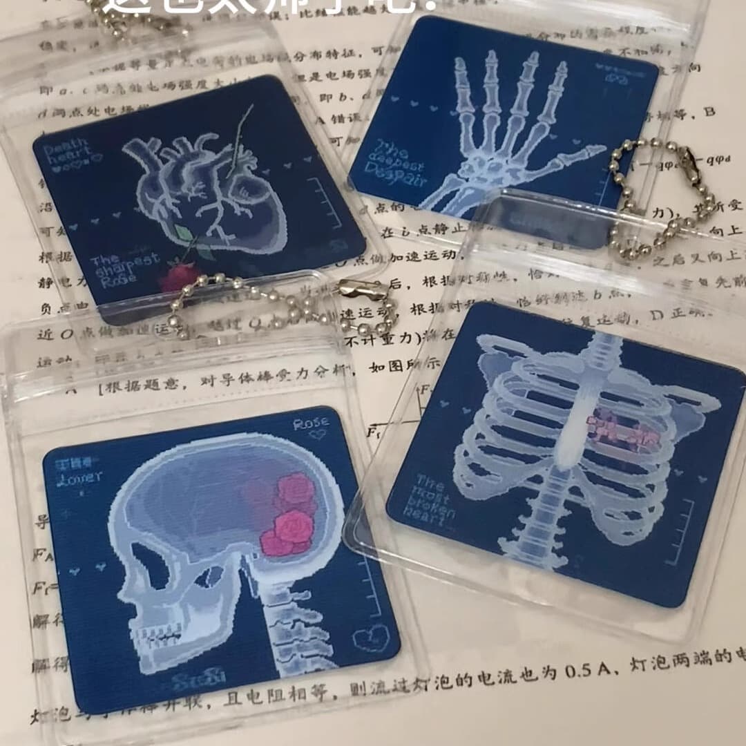 Rose Skull Lenticular Card Creative Multi-Purpose Skull Pendant Backpack Charm for Women