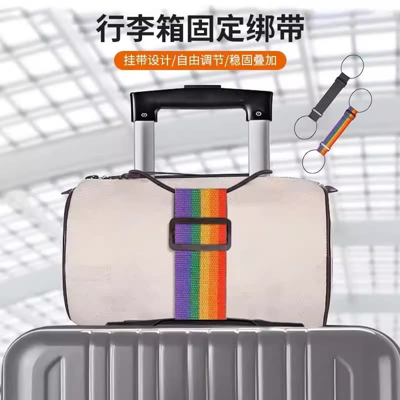 Luggage strap with elastic tie-down for suitcases and backpacks