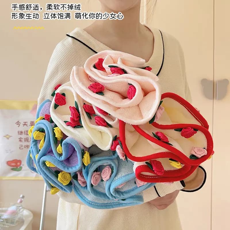 Rose Hand Towel – Quick Dry, Absorbent, Lint-Free, Creative Hanging Towel for Kitchen, Bathroom and Vanity, Thick