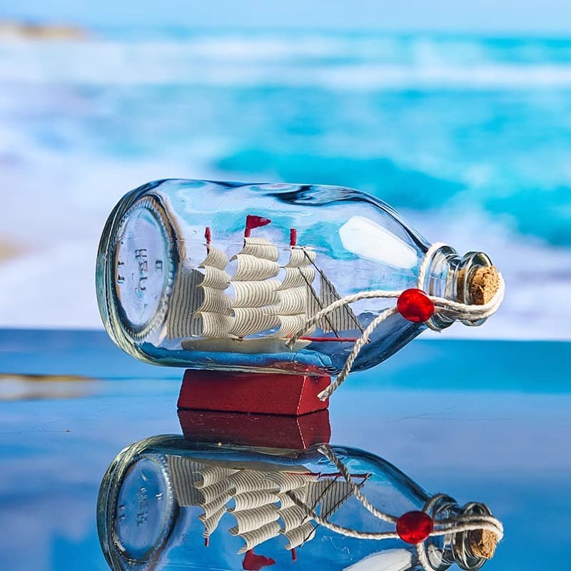 Glass Bottle Ship Model Drift Bottle Vintage Sailboat Ornament Desktop Decoration Wish Bottle Birthday Gift