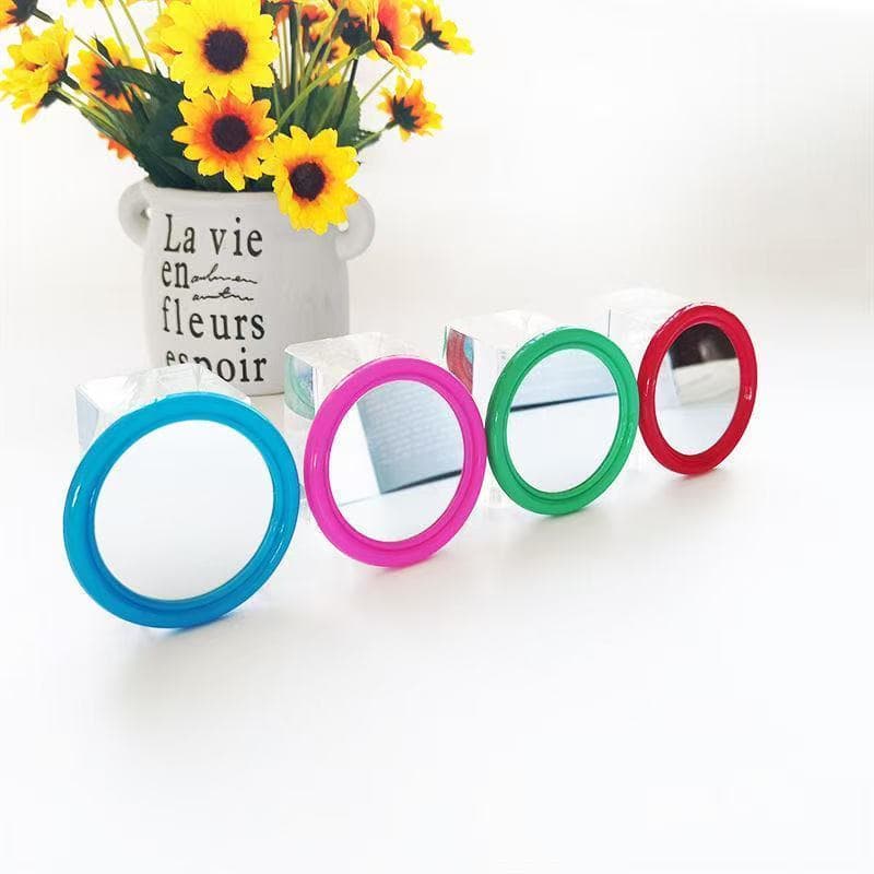 Travel Mini Mirror Round Plastic Cosmetic Mirror Framed Pocket Single-sided