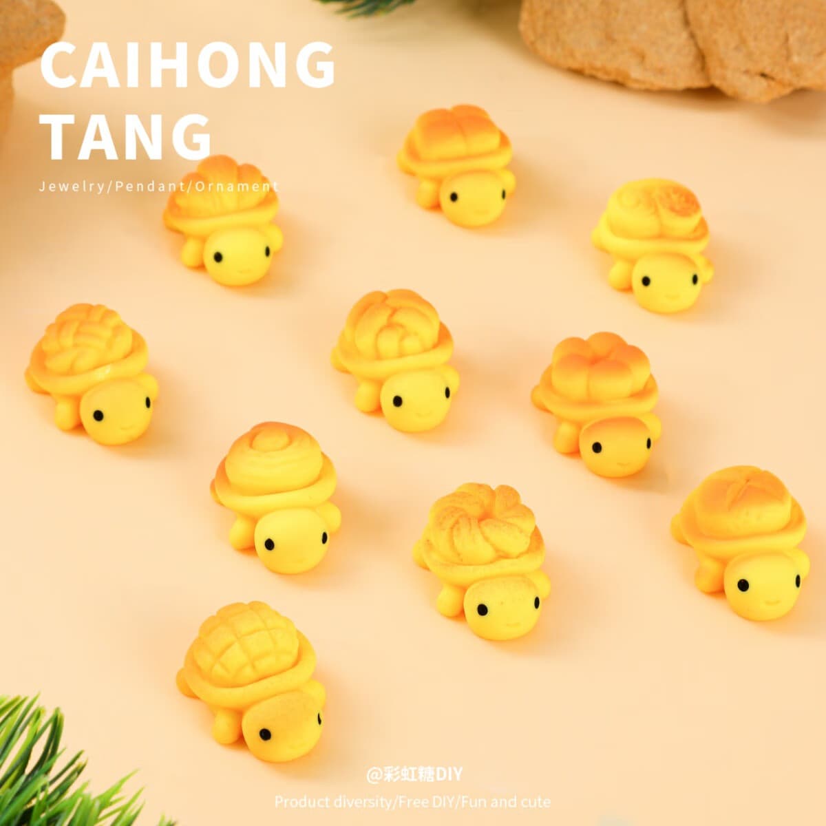 Cartoon resin miniature bread turtle figurine, DIY accessory, desktop ornament