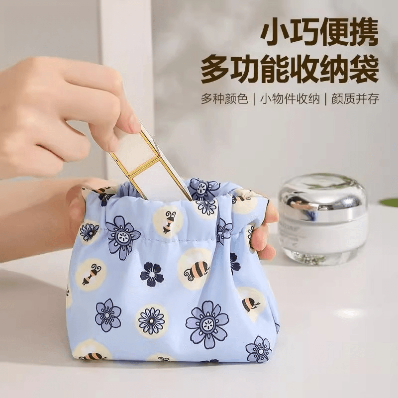 Mini storage pouch keychain coin purse makeup bag with printed pattern portable small bag