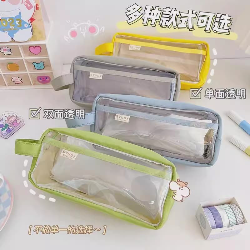 Large-capacity see-through pencil case, Japanese-style cute design