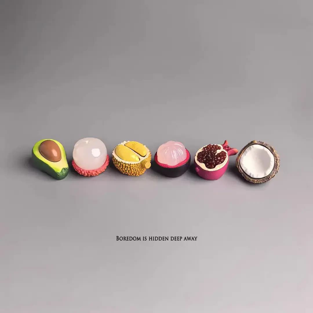Realistic Fruit Sliced Decorative Figurines for Desk, Japanese Style Office Decor