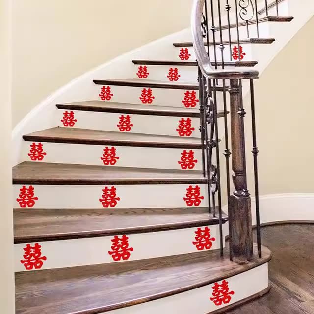 Wedding Decorative Staircase Sticker - Creative Mini Hollowed-out Self-adhesive Xi Character