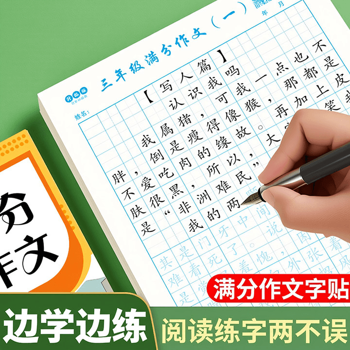 Full Mark Composition Handwriting Practice Copybook for Years 3-6, Primary School Students, Chinese Language Synchronised Edition