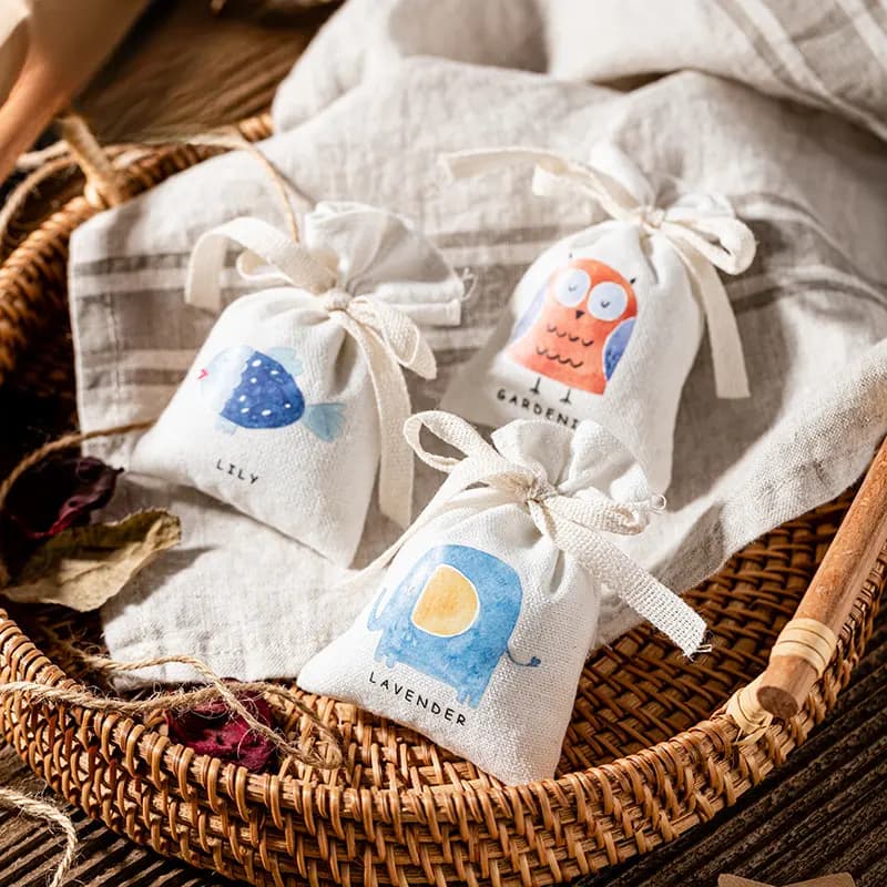 Lavender sachet for clothes, wardrobe, and car – hemp fabric, long-lasting fragrance, odour removal