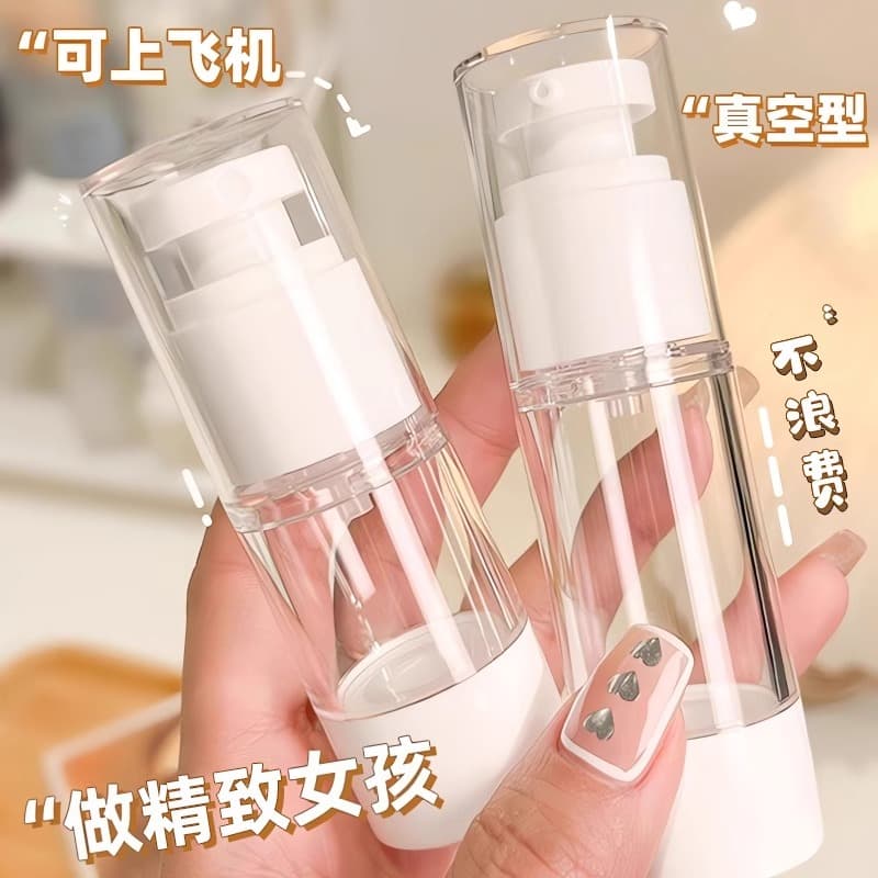 Vacuum travel pump bottles for cosmetics, portable skincare sample spray bottles
