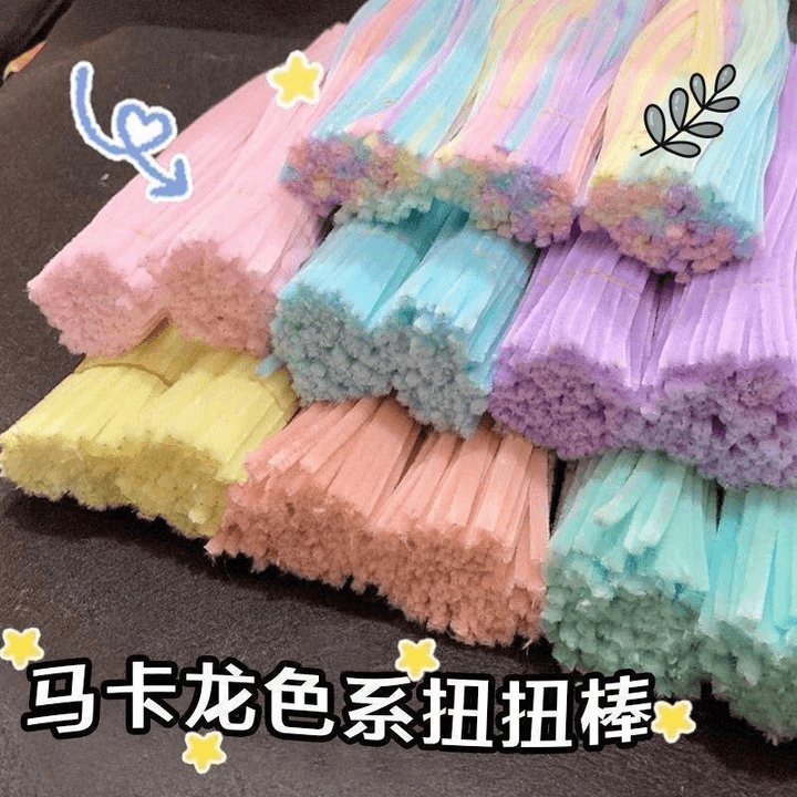 Mixed Colour 100pc Chenille Stems - Dense Pipe Cleaners for DIY Flower Crafts - Pastel Colours