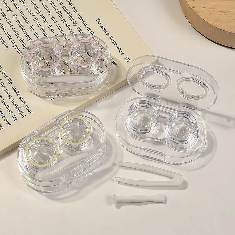 See-through leak-proof contact lens case with no-twist lid, one-piece portable companion case, minimalist storage case