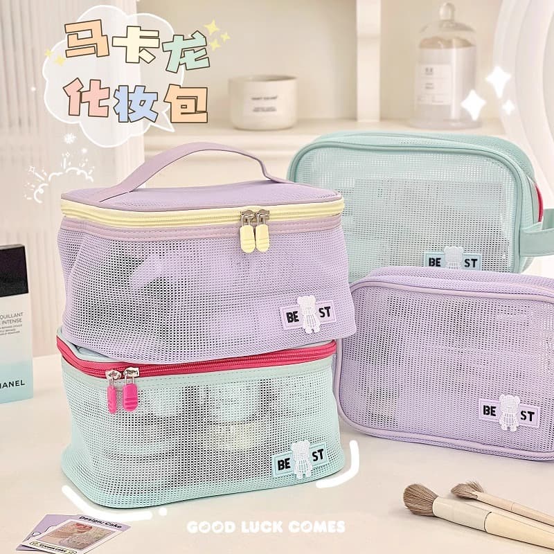 Large Mesh Cosmetic Bag Portable Travel Toiletry Organiser Cute Wash Bag 2025 New