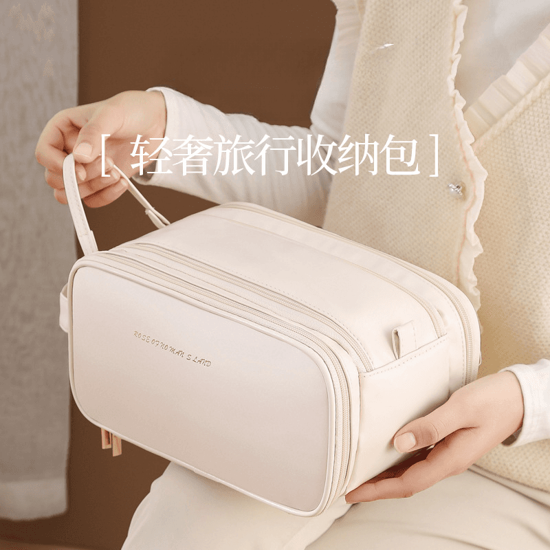 Travel Cosmetic Brush and Toiletry Organiser Bag, Double Zip, Large Capacity, Portable, 2025 New Style