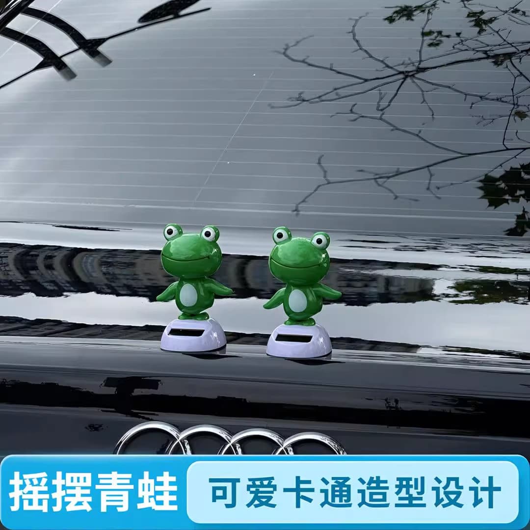 Solar-Powered Wobbling Frog Car Dashboard Decoration, Creative Roof/Rear Ornament