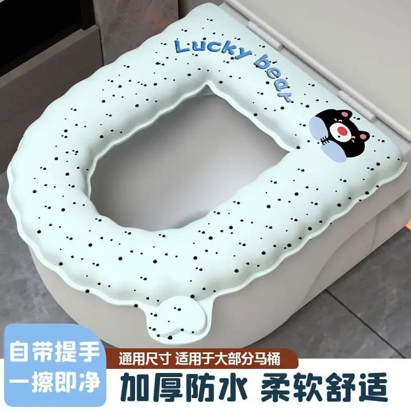 Cute Animal Toilet Seat Cover, Thickened EVA, Washable, All-Season, Adhesive, for Home Bathroom